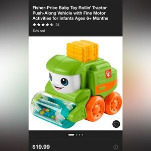 NWT Fisher-Price Baby Toy Rollin’ Tractor Push Along find motor skills